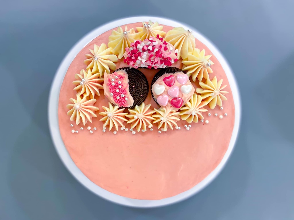 Minimalist Strawberry Pink Ganache Chocomoist Cake