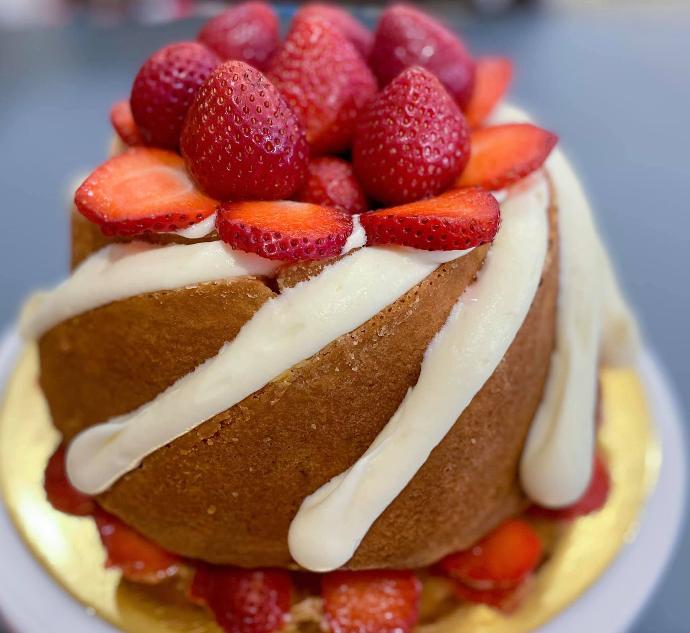 Strawberry-Studded Bundt Cake