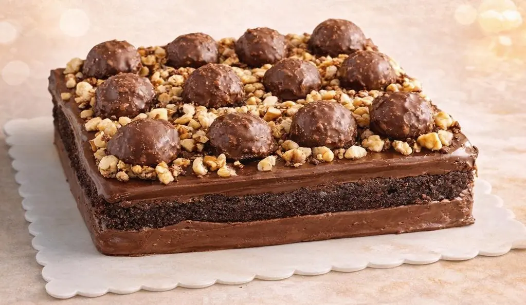 Chocolate Rocher Walnut Brownie Cake