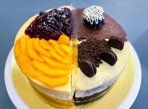 Mango-Blueberry-Oreo-Chocolate New York-style Cheesecake
