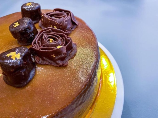 Chocolate-Caramel Mirror Glaze Choco Moist Cake