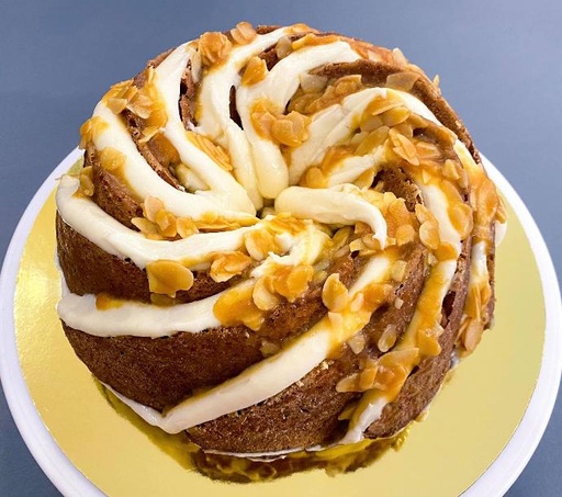 Banana-Caramel-Almond-Cream Bundt Cake
